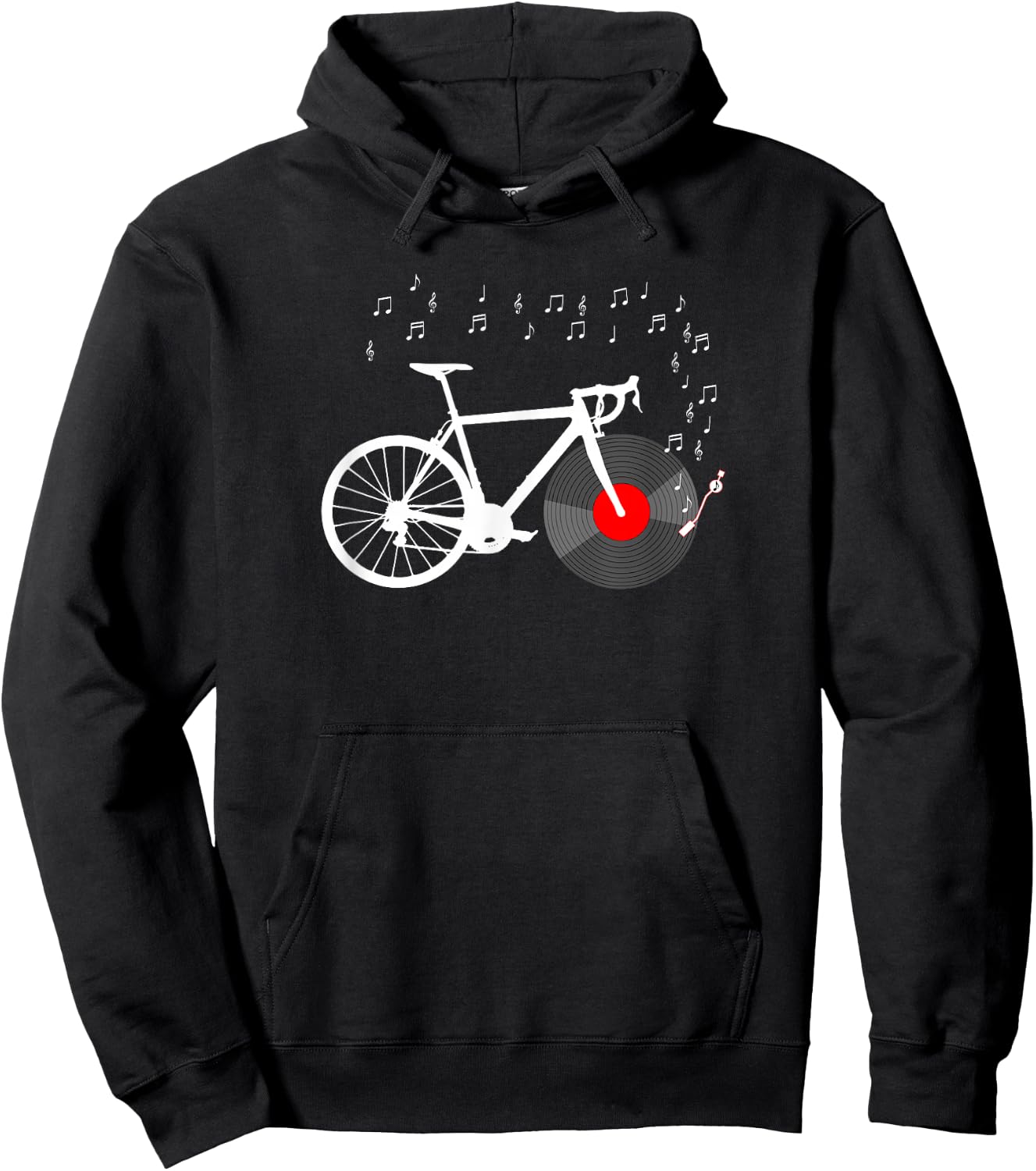 Bicycle Cycling Road Bike Vinyl Record Player Music Cyclist Hoodie - Hoodie | Black