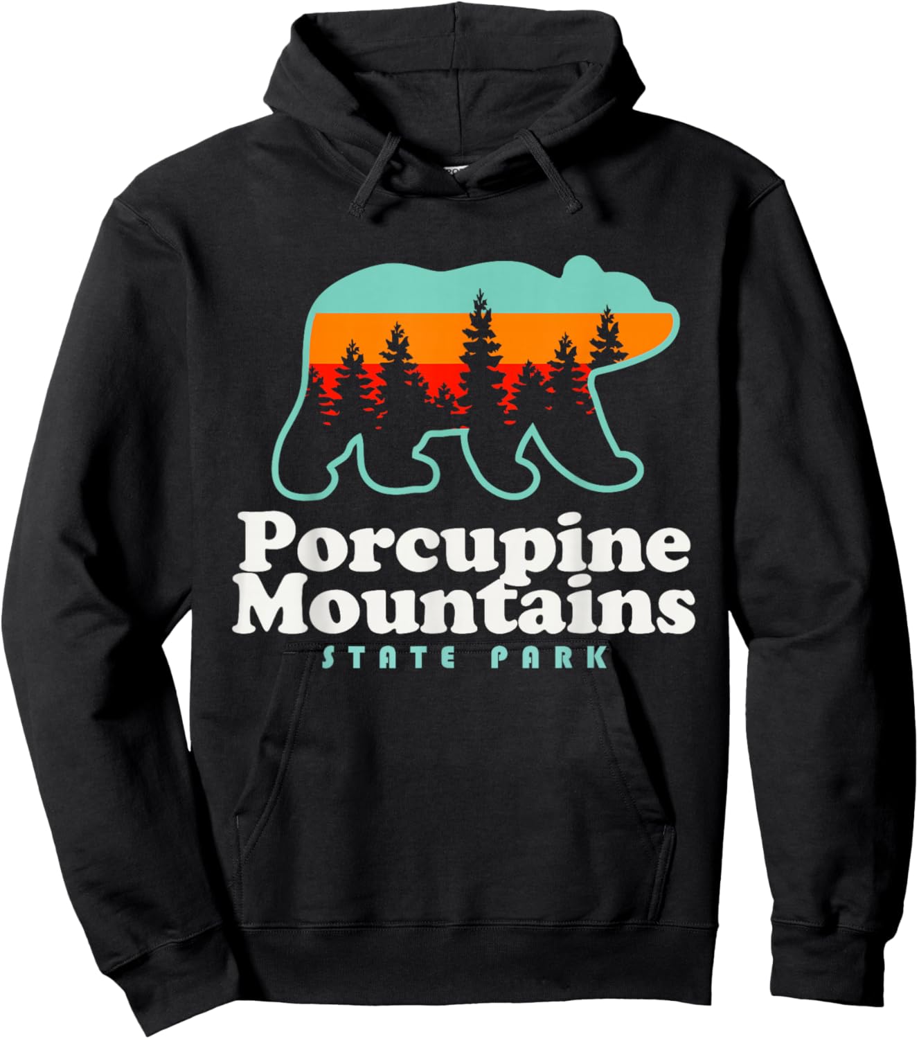 Porcupine Mountains Michigan Camping Hiking Bear Hoodie - Hoodie | Black