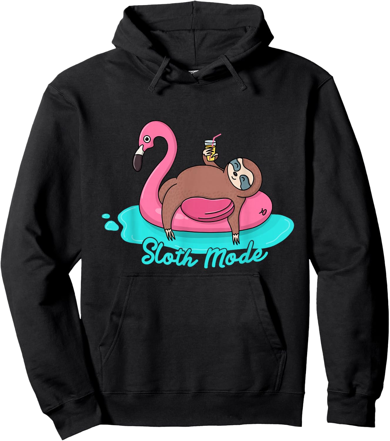 Sloth Mode inflatable Flamingo adult and youth gift Hoodie - Hoodie | Black
