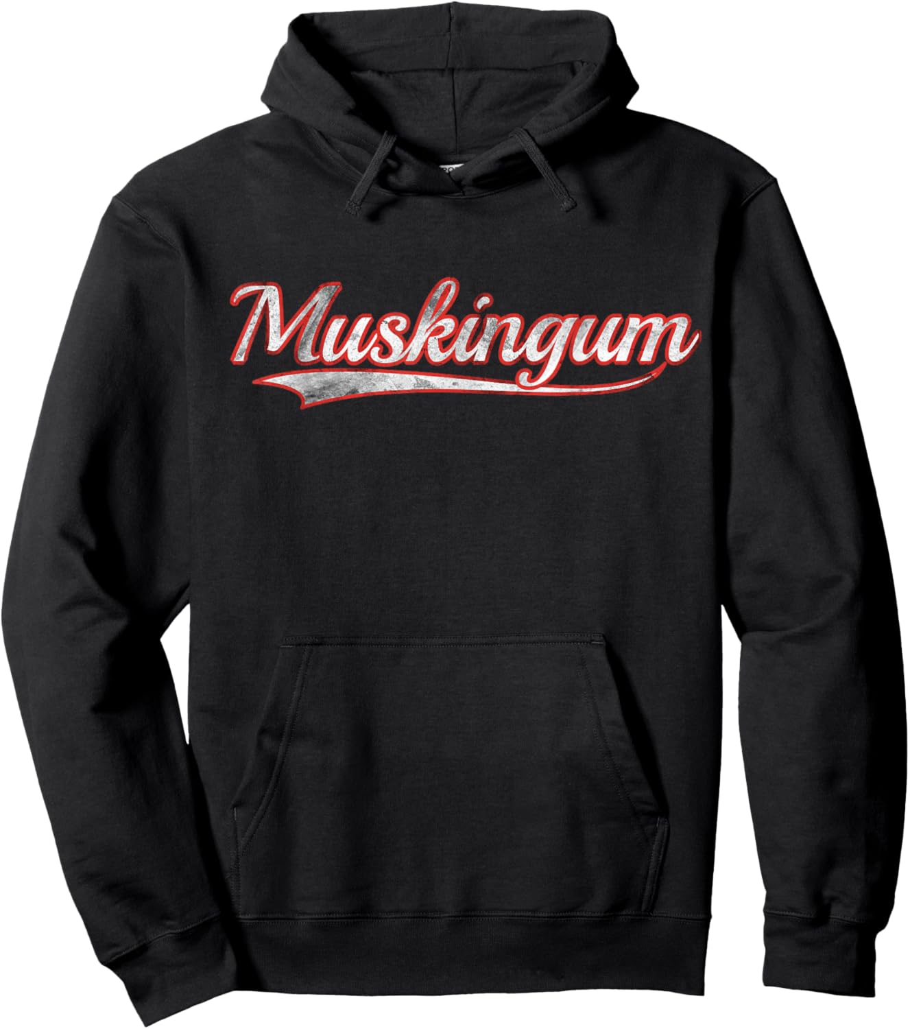 Muskingum Vintage Varsity Distressed Throwback Style Hoodie - Hoodie | Black