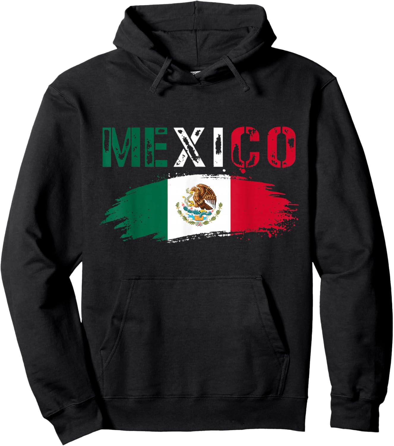 Mexico Distressed Mexican Flag Hoodie - Hoodie | Black