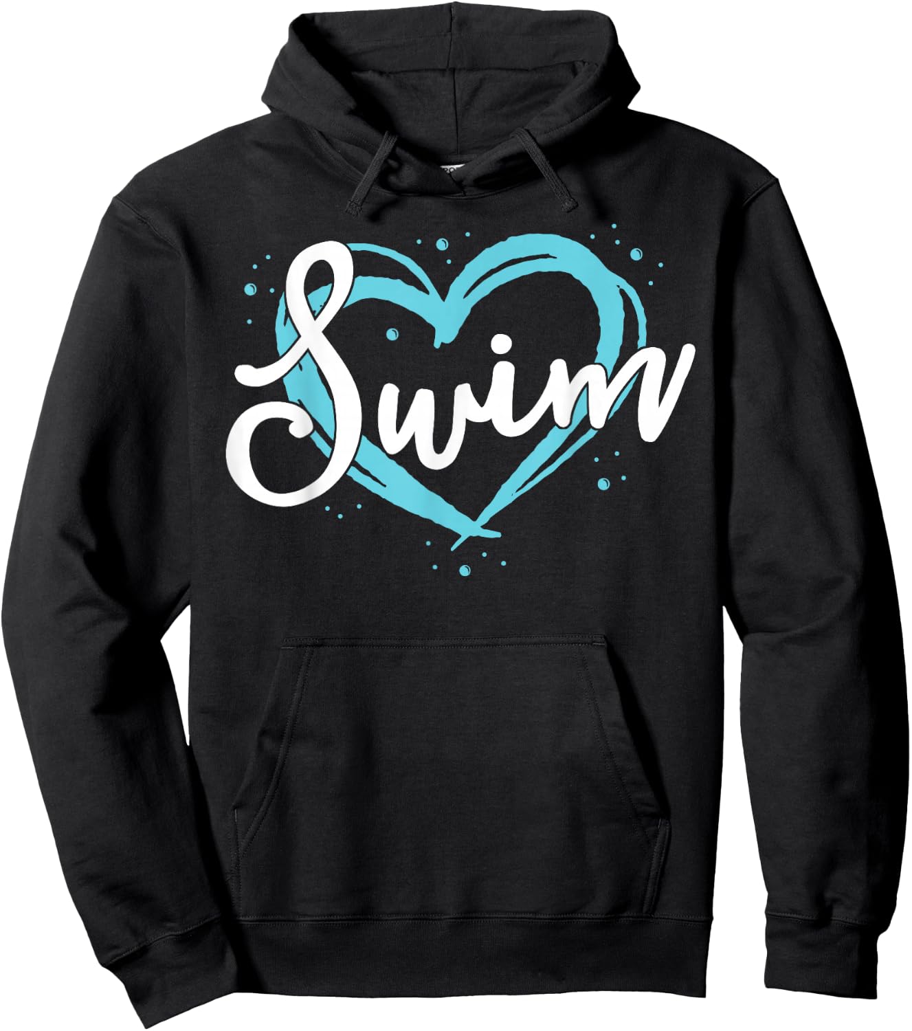 Love Swimming Swim Team Shirt Heart Lover Blue Swimmer Gift Hoodie - Hoodie | Black