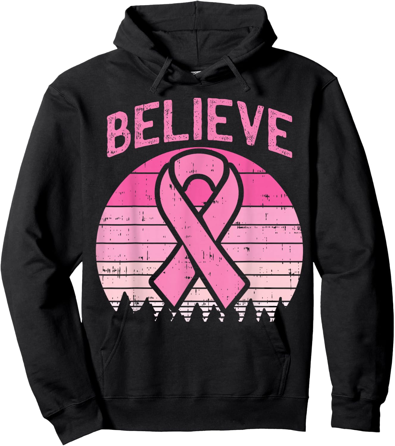 Believe Breast Cancer Awareness Pink Ribbon Women Survivor Hoodie - Hoodie | Black