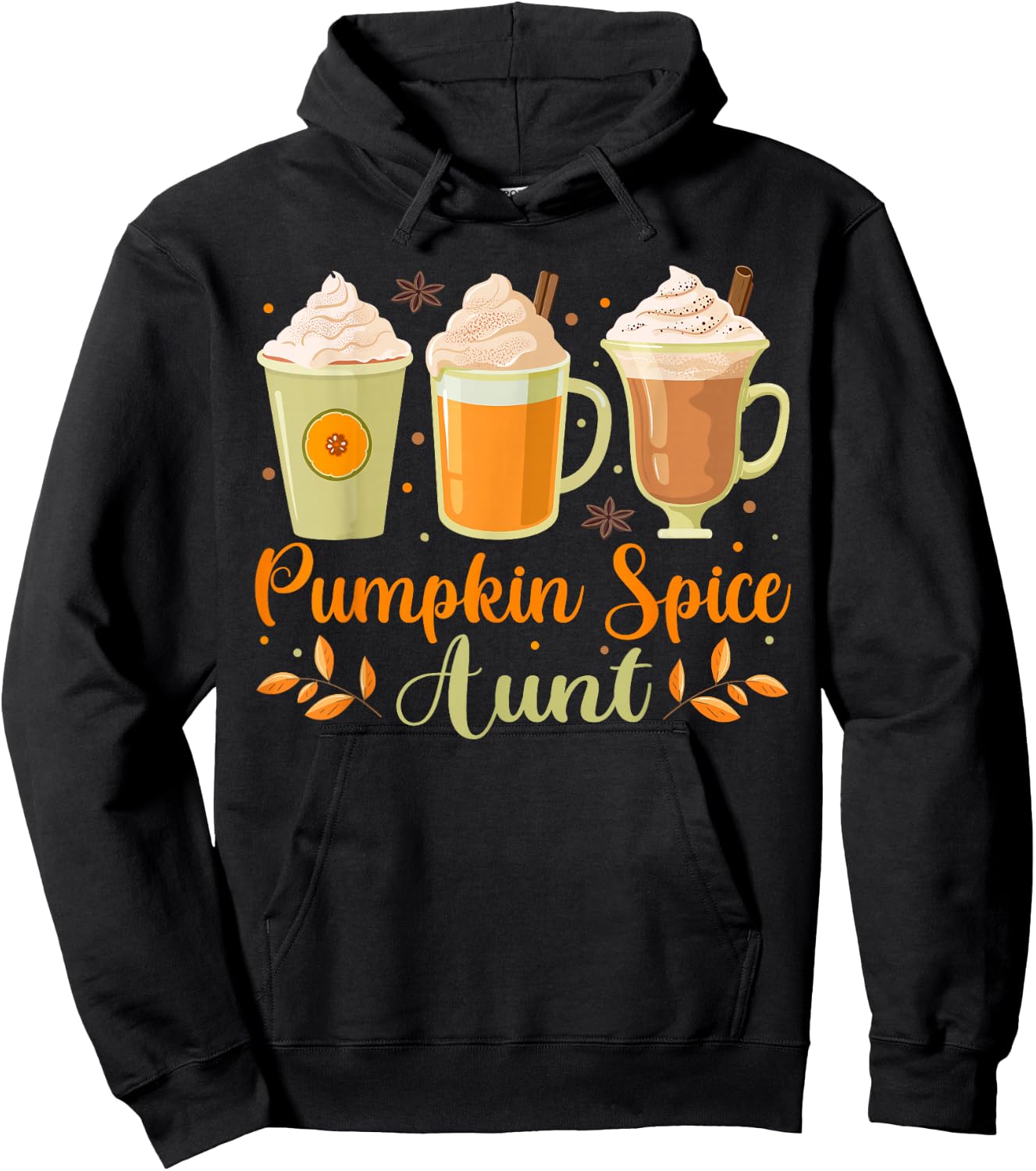 Funny Pumpkin Spice Aunt Shirts, Autumn Fall Aunt Hoodie - Hoodie | Black