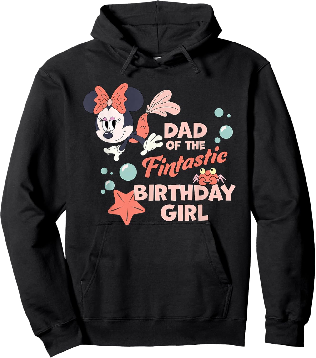 Disney Minnie Mouse Mermaid Dad of The Birthday Girl Hoodie - Hoodie | Black