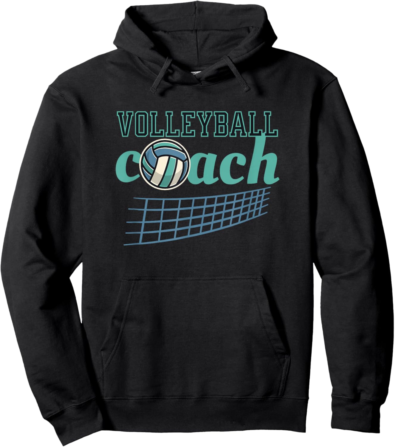 Volleyball Coach Volley Ball Net Blue and Teal Hoodie - Hoodie | Black