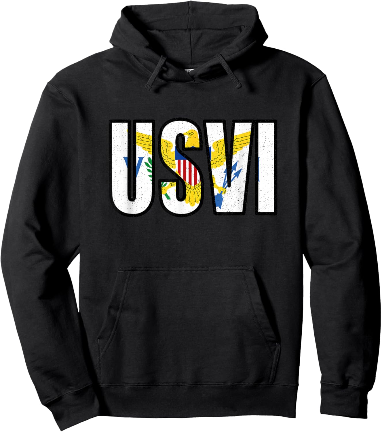 USVI Flag Proud United States Virgin Islands Roots Vintage Hoodie - Hoodie | Black