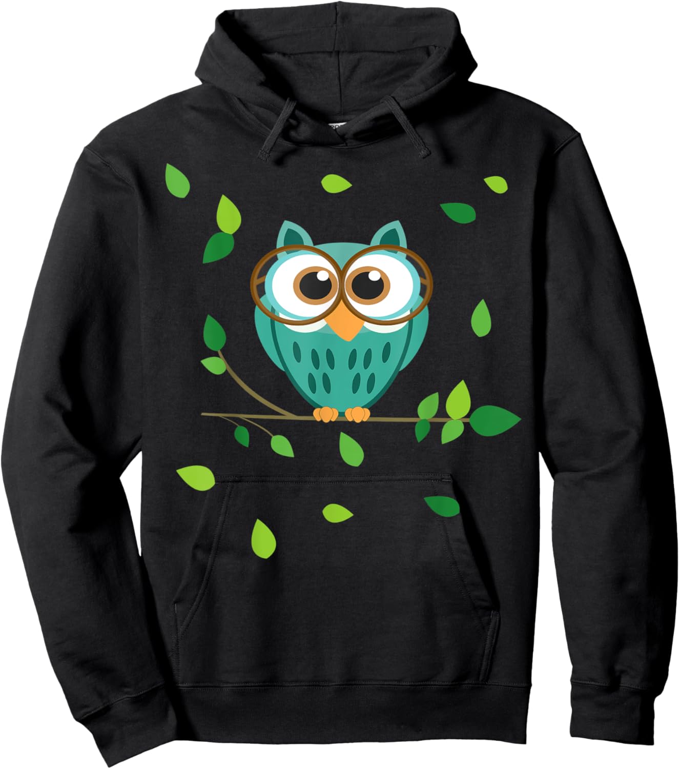 Cute little Owl in the Forest Owls Baby on a Branch Hoodie - Hoodie | Black