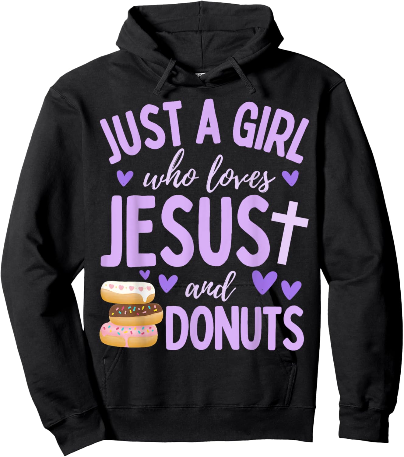 Just A Girl Who Loves Jesus and Donuts Christian Funny Hoodie - Hoodie | Black