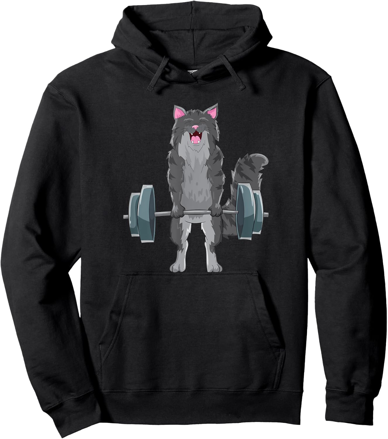 Cat Deadlifting Design Maine Coon Lift Gift Hoodie - Hoodie | Black
