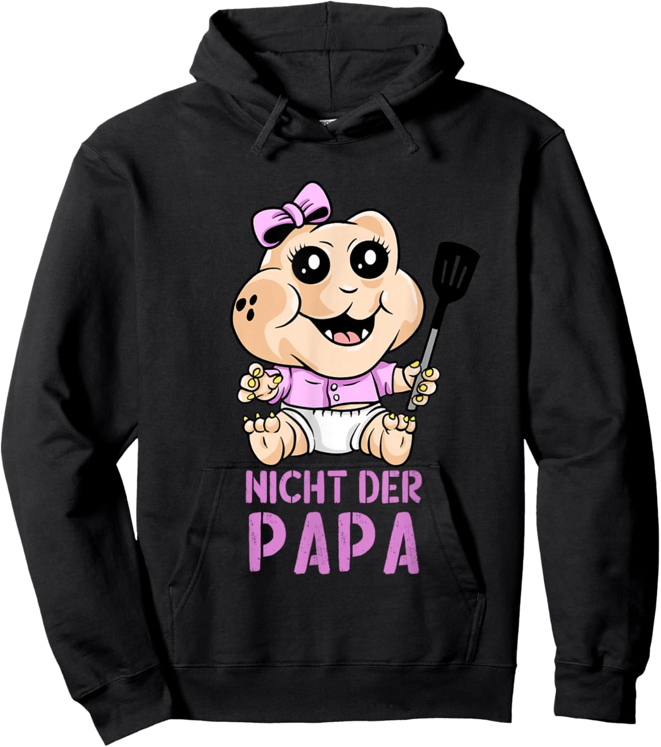 PeeKay Apparel - Fun: Lustiges Baby Dino TV-Wortspiel - Nicht der Papa (Schwarz, S, Kurzarm, Baby, Mama, Cartoon, Vatertag, Weihnachten, Geburtstag) Hoodie - Hoodie | Black
