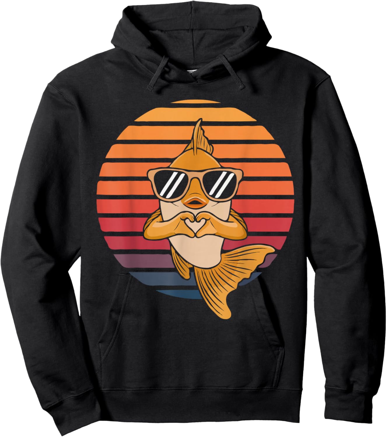 Heart Hands Funny Retro Goldfish Lover Sunglasses Making Hoodie - Hoodie | Black