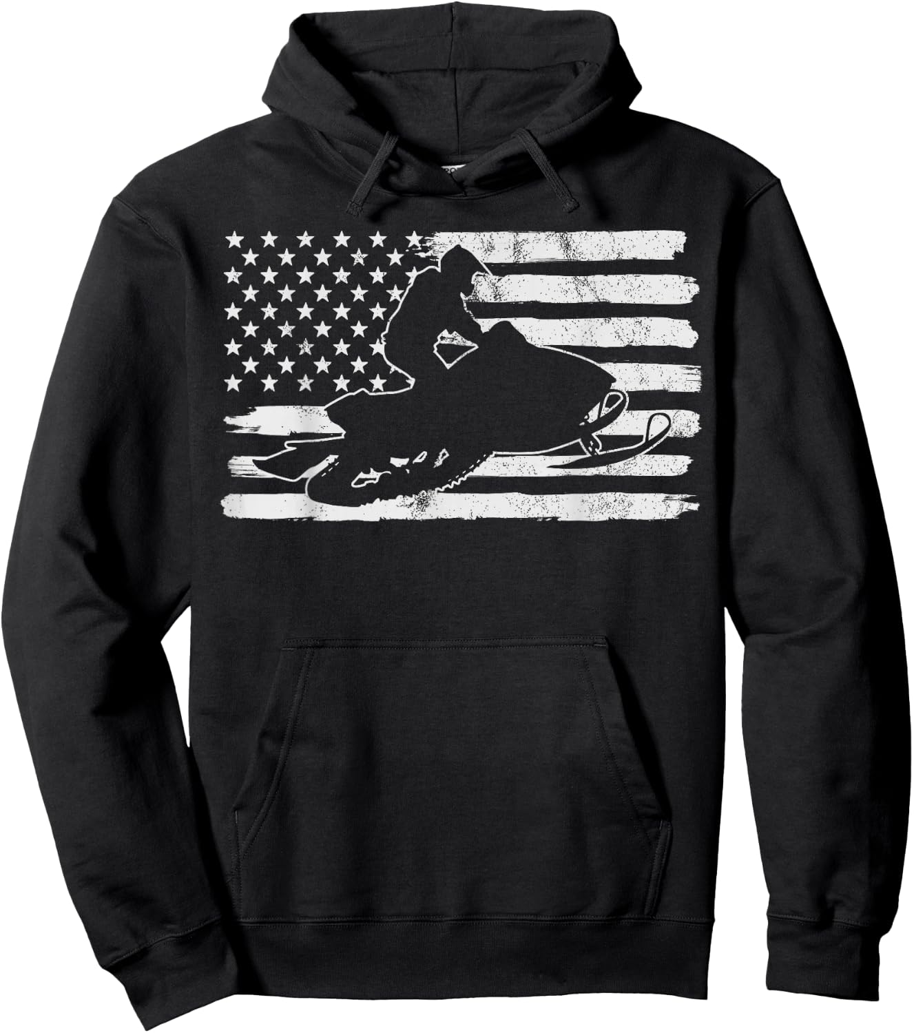 Vintage 4th Of July USA Flag Snowmobile Snow Mobile Hoodie - Hoodie | Black