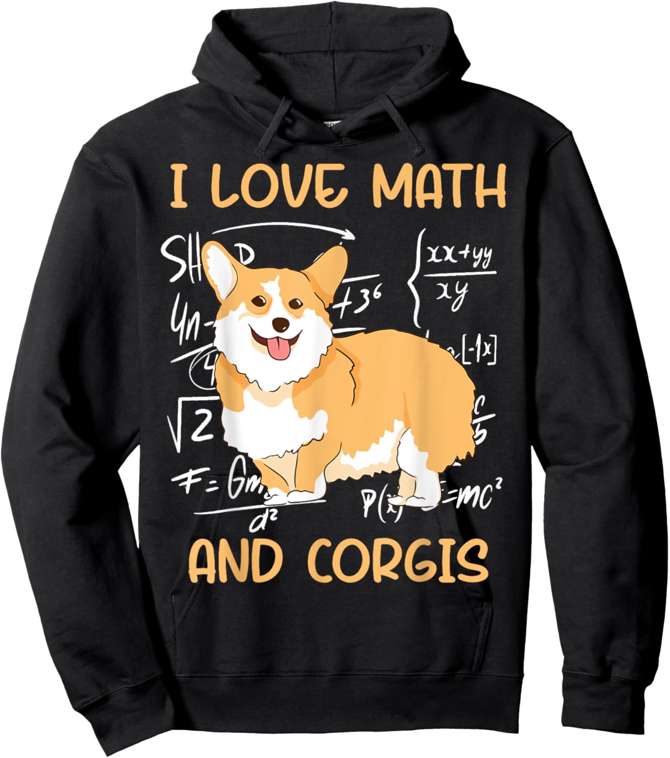 Funny Corgi Pet Dog - I Love Math And Corgis Hoodie - Hoodie | Black