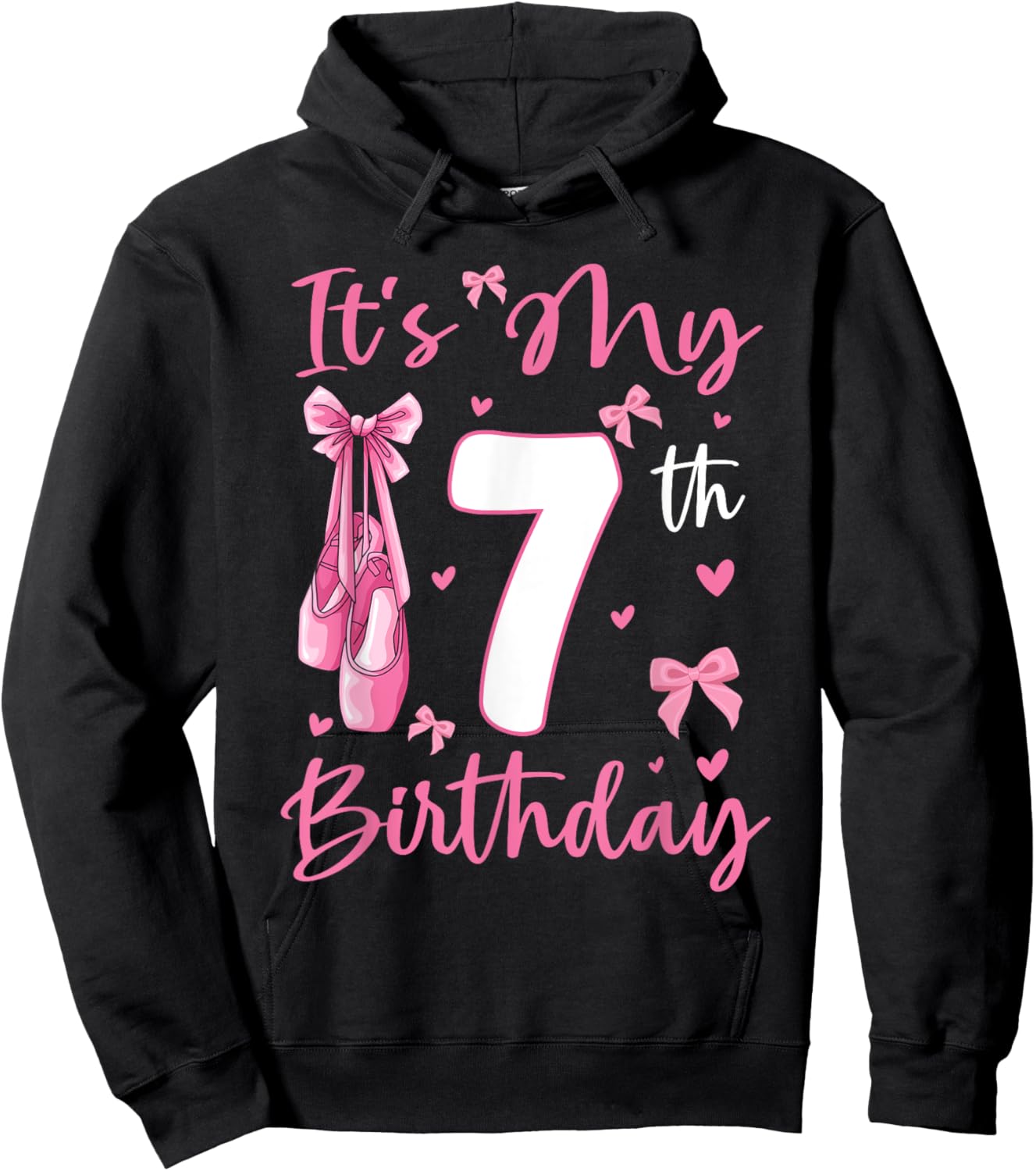 It's My 7th Birthday Girl Ballerina 7 Year Old Party Hoodie - Hoodie | Black