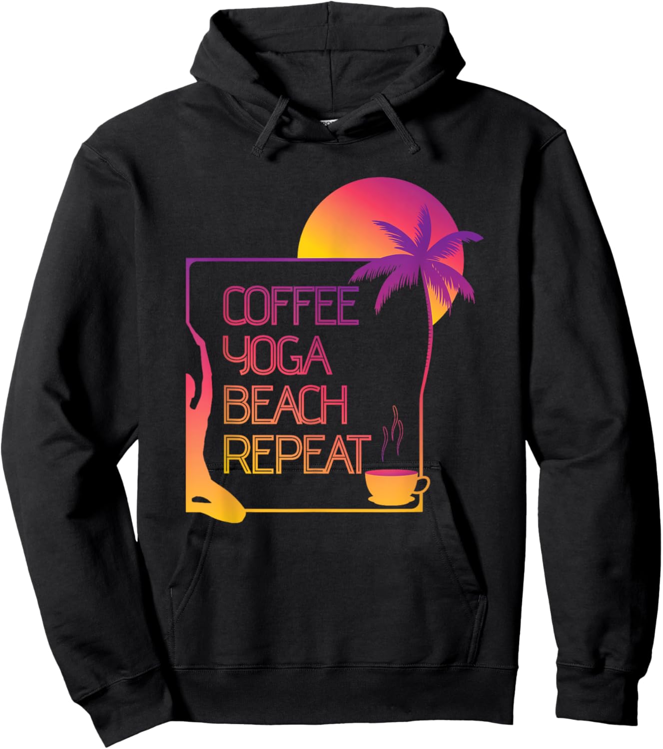 Coffee Yoga Beach Repeat Hoodie - Hoodie | Black