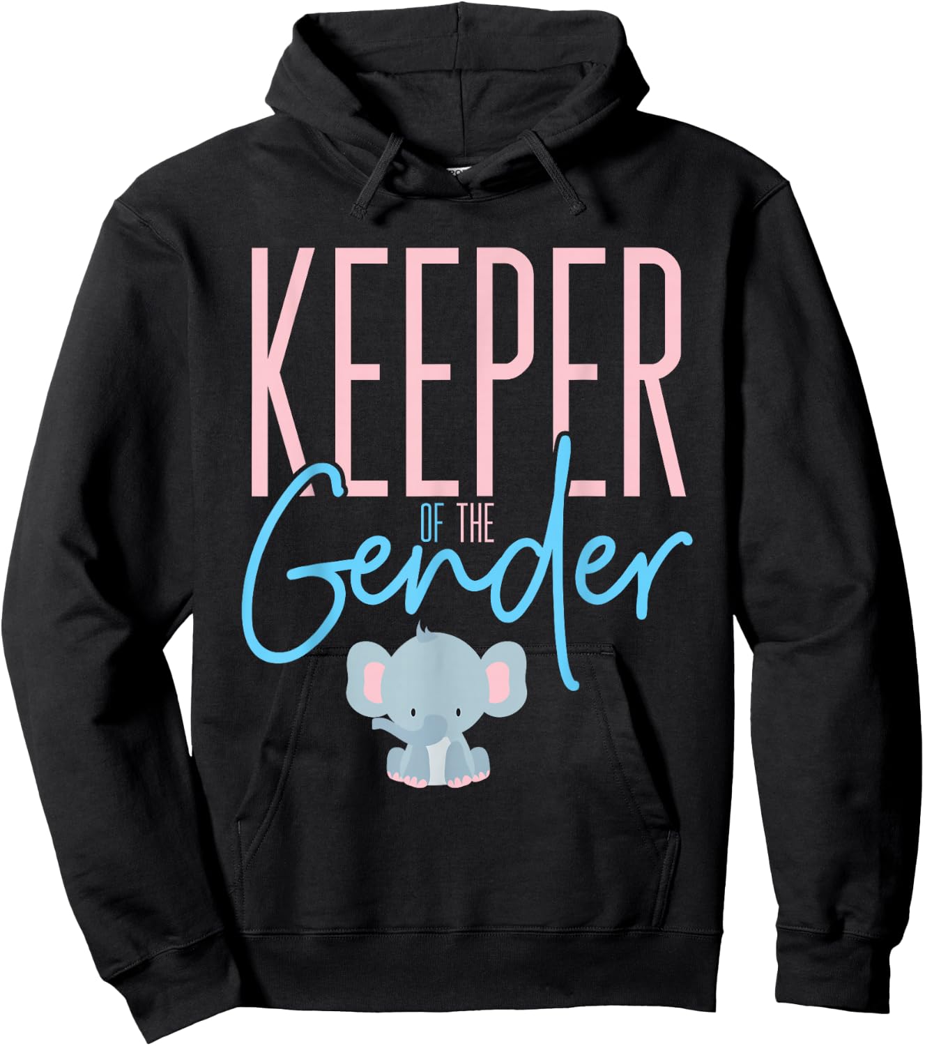 Keeper of the Gender Cute Baby Reveal Design with Elephant Hoodie - Hoodie | Black