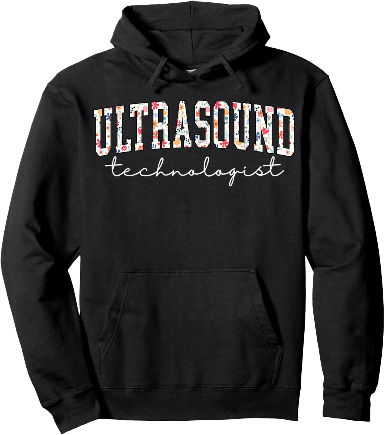 Floral Ultrasound Technologist Graduation Flower Sonographer Hoodie - Hoodie | Black
