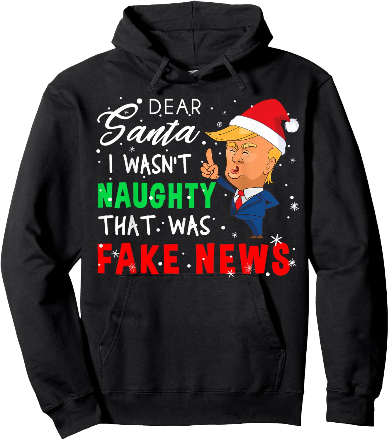Fake Christmas Pajamas Shirt - Dear Santa T Shirt Fake News Hoodie - Hoodie | Black