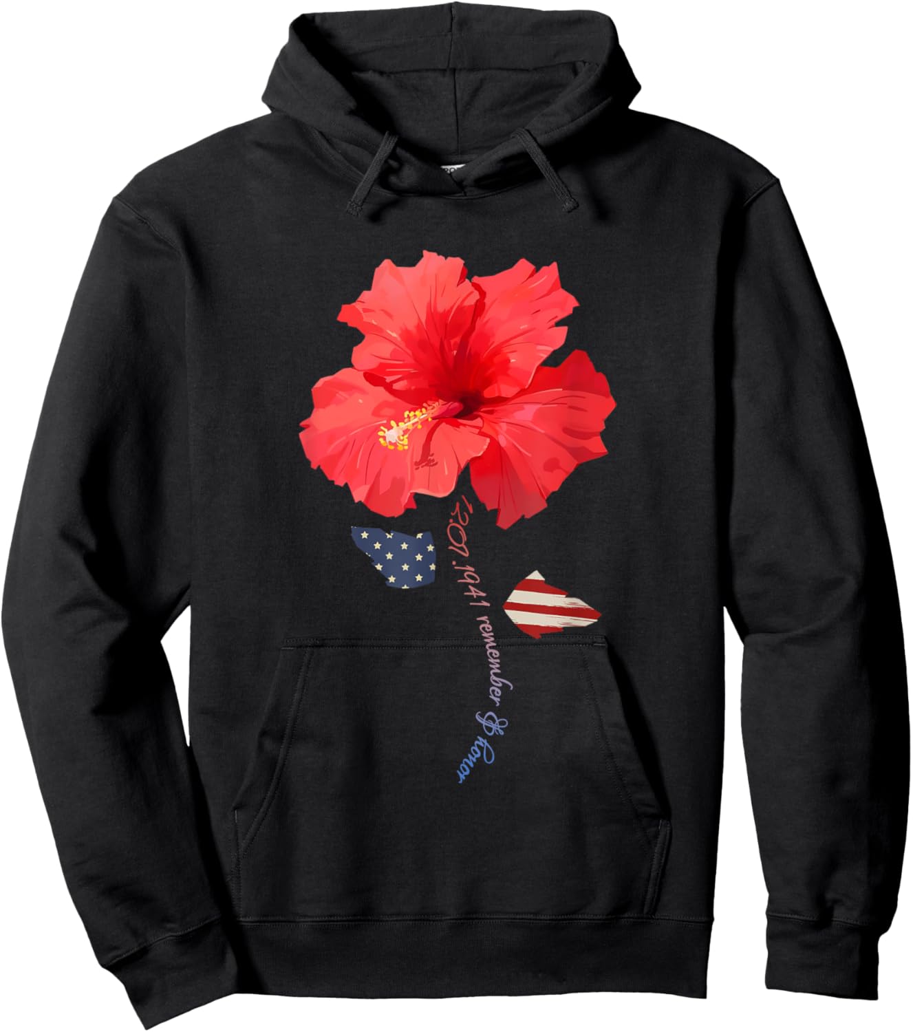 December 7th 1941 Hibiscus, Pearl Harbor Memorial Day Gift Hoodie - Hoodie | Black
