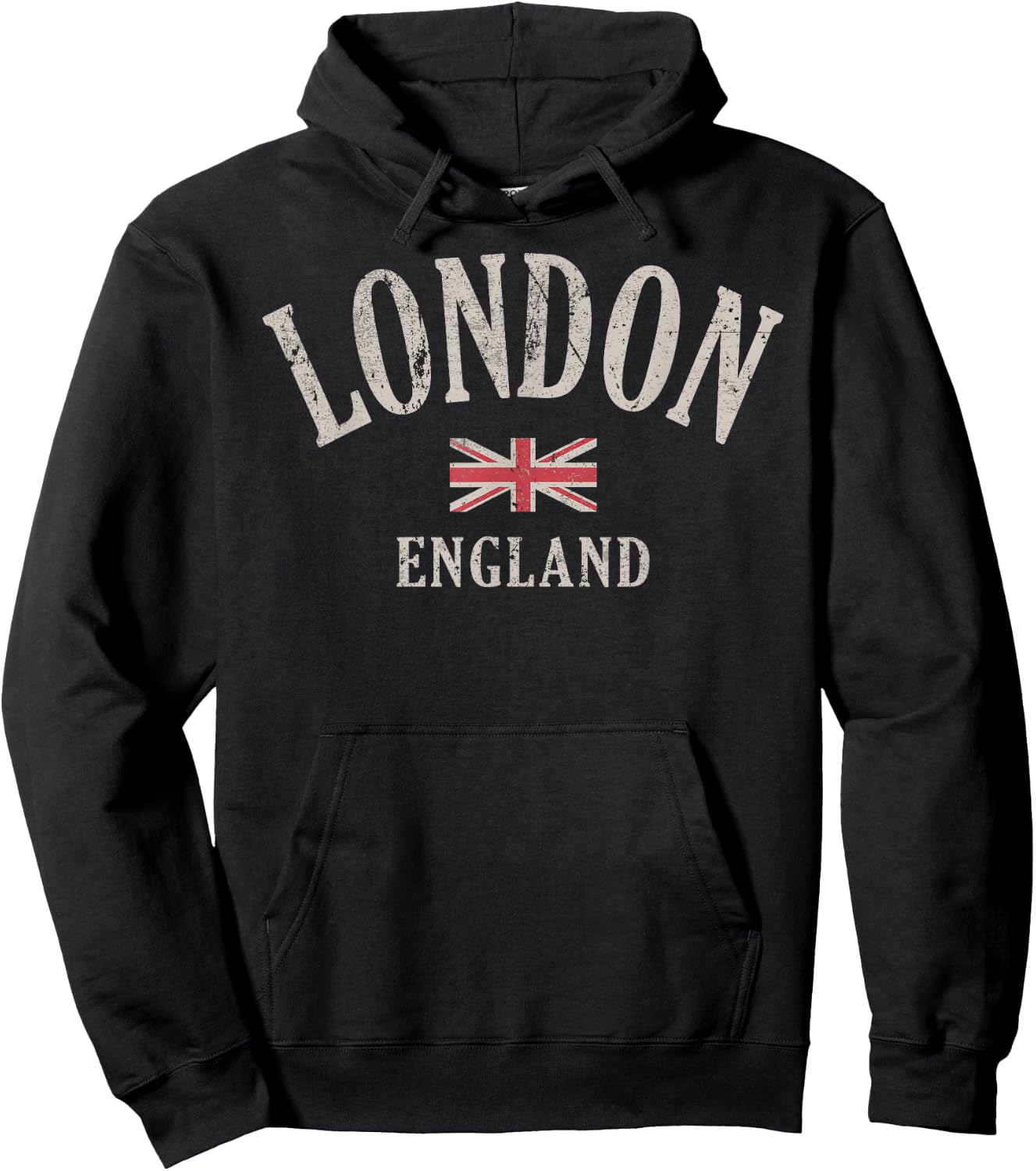 Distressed London England UK Flag Hoodie - Hoodie | Black