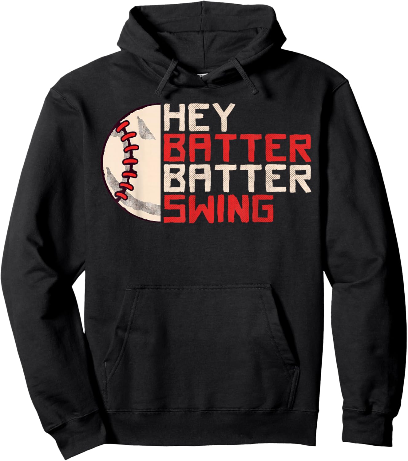 Funny Baseball Hey Batter Batter Swing Kids Retro Hoodie - Hoodie | Black