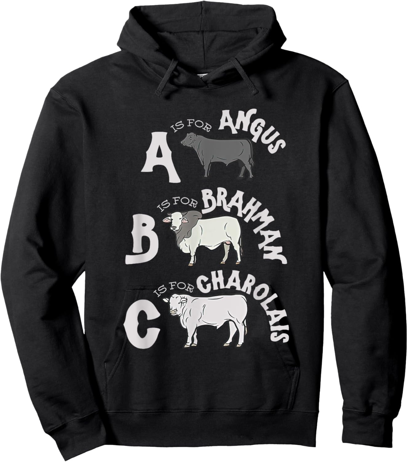 Cow Alphabet Kids Retro ABC Angus Brahman Charolais Toddlers Hoodie - Hoodie | Black