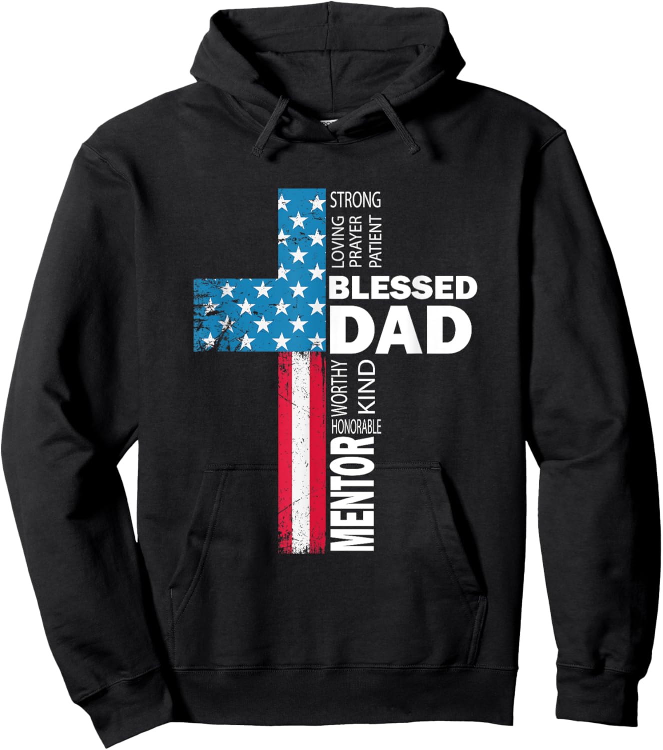 Christian Blessed Dad Cross fathers day Hoodie - Hoodie | Black