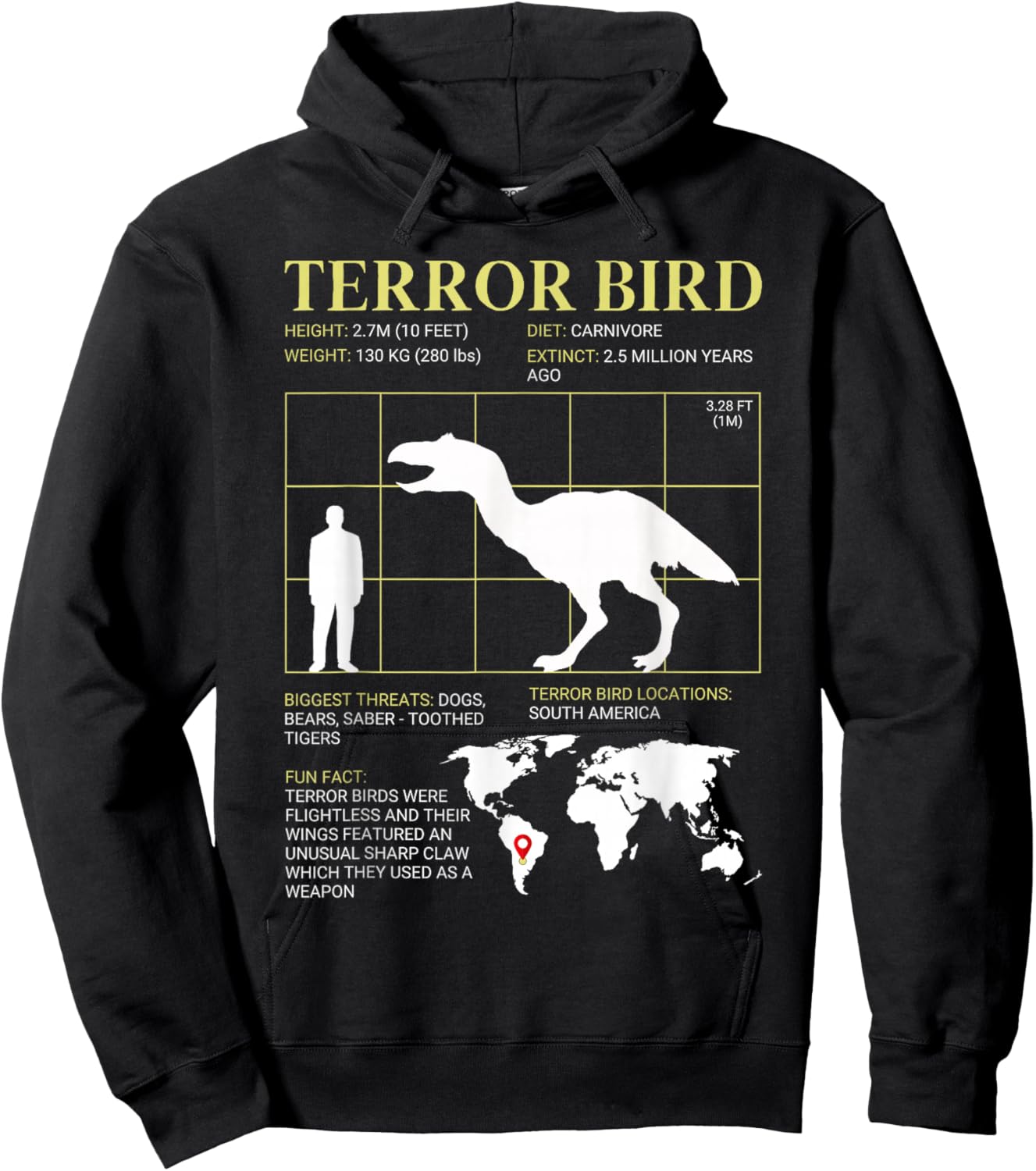 Terror Bird Extinct Giant Flightless Bird Hoodie - Hoodie | Black
