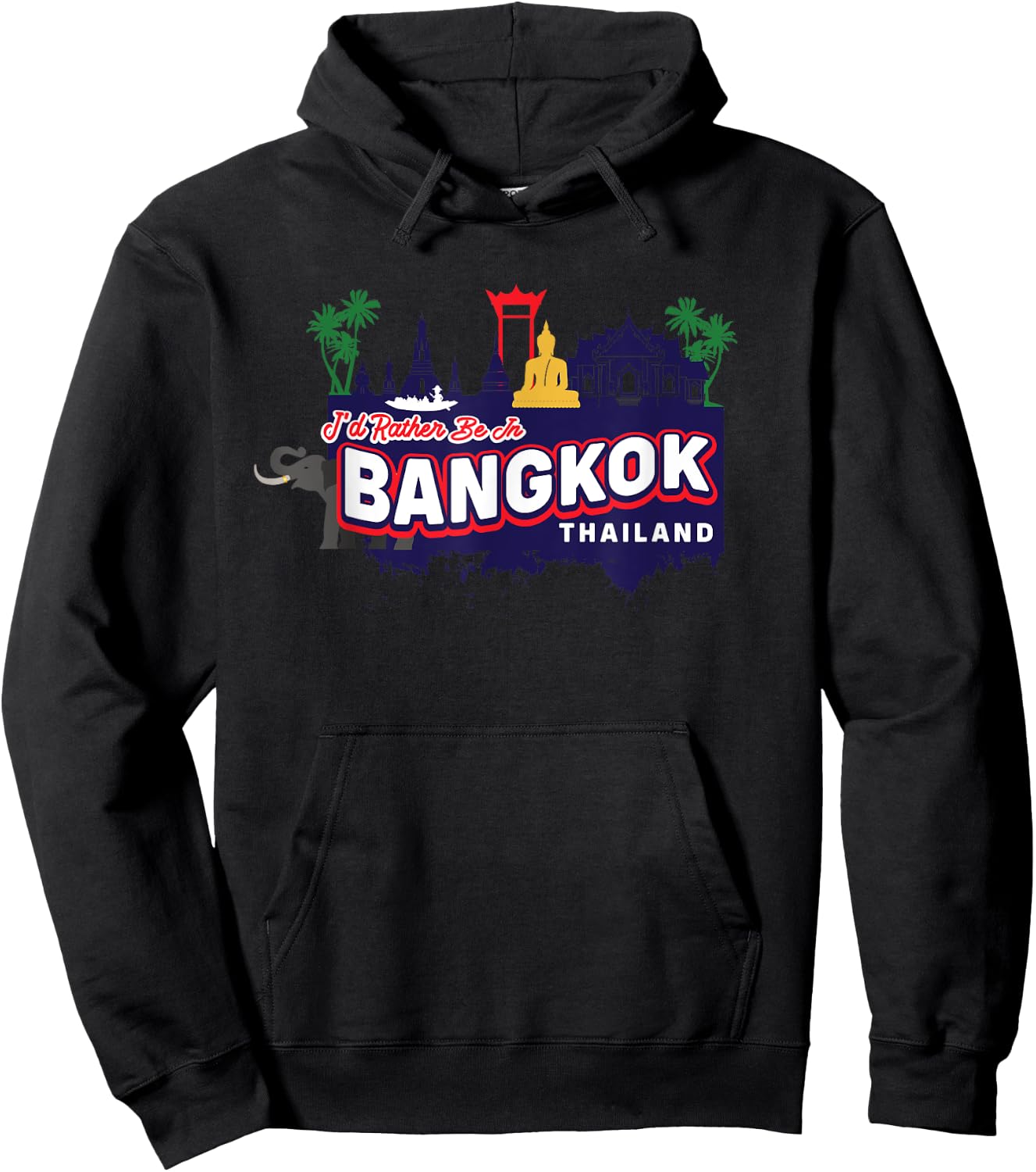 I'd Rather Be In Bangkok Thailand Vintage Souvenir Hoodie - Hoodie | Black