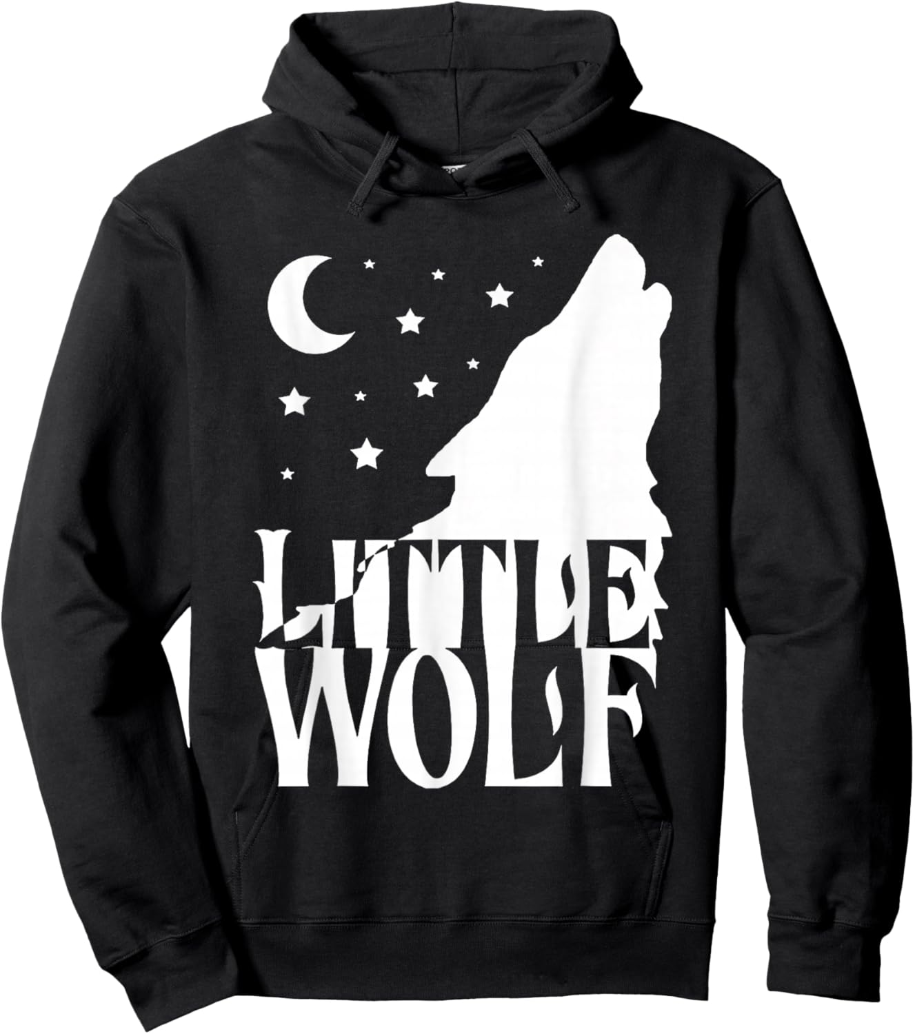 Little Wolf Gift Matching Family Tribe Wolves Moon Hoodie - Hoodie | Black