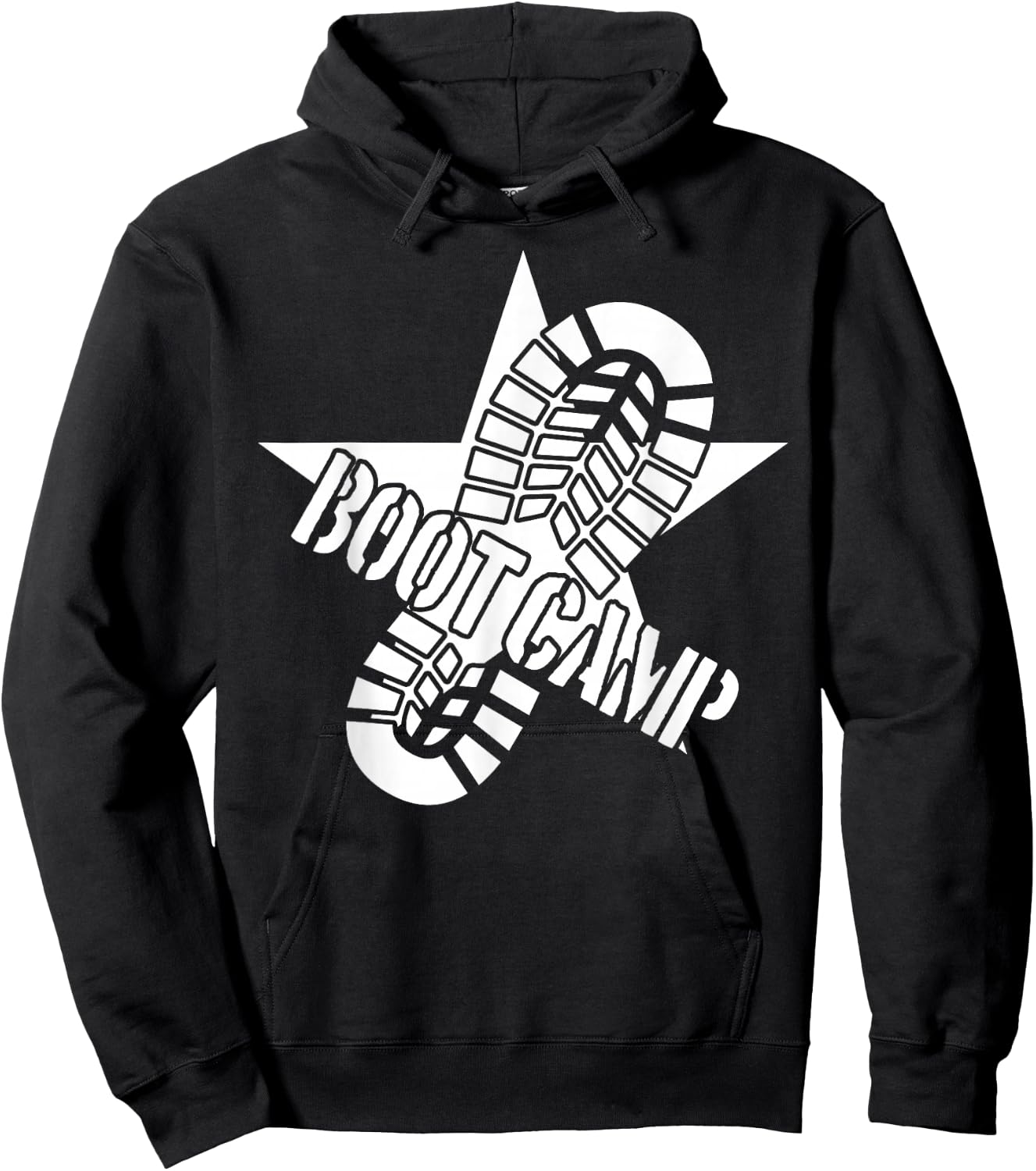 Fun Bootcamp Basic Military Training Boot Print Hoodie - Hoodie | Black