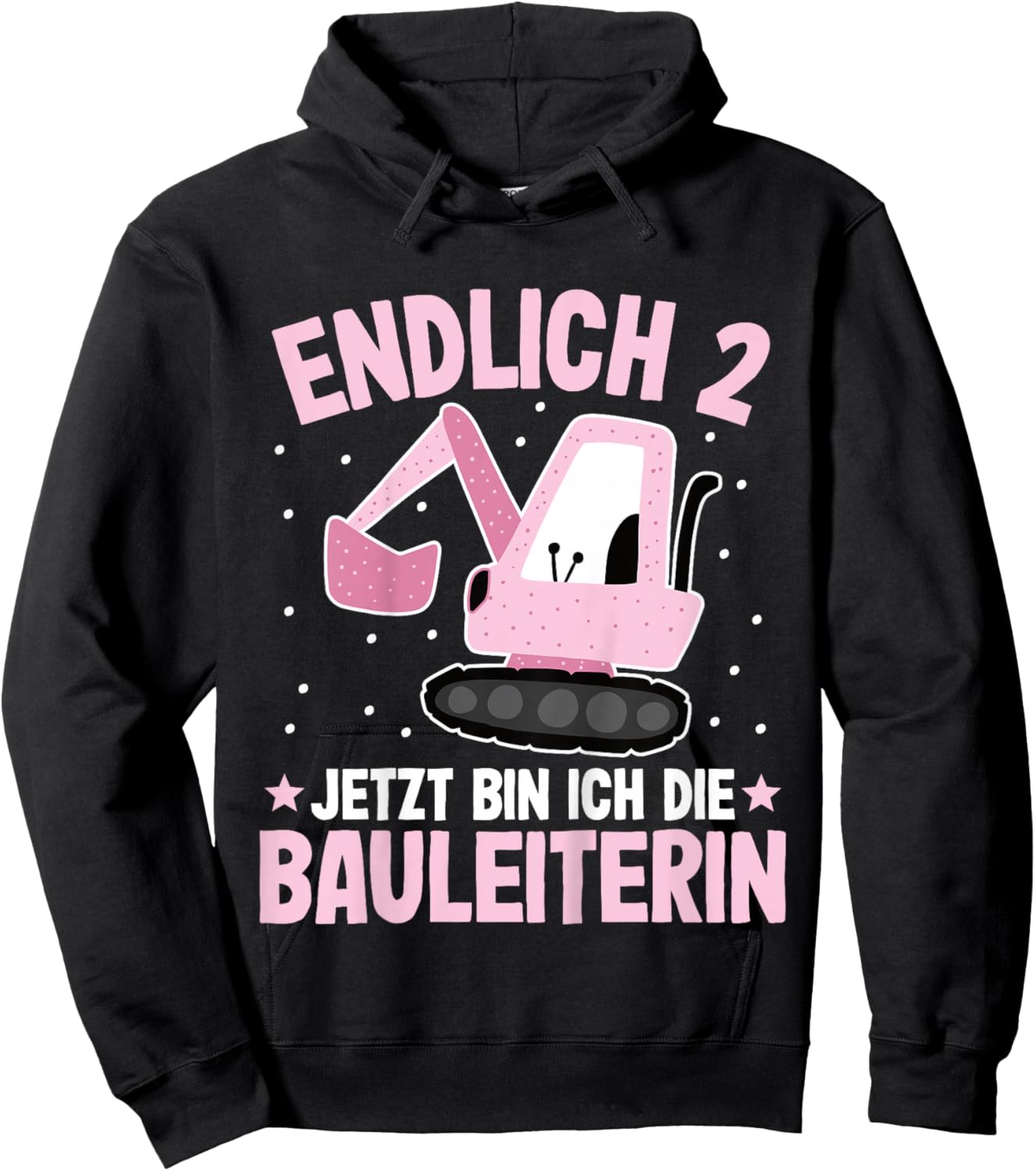 Bagger Zwei Jahre | Baustelle | 2. Geburtstag Mädchen Bagger Hoodie - Hoodie | Black