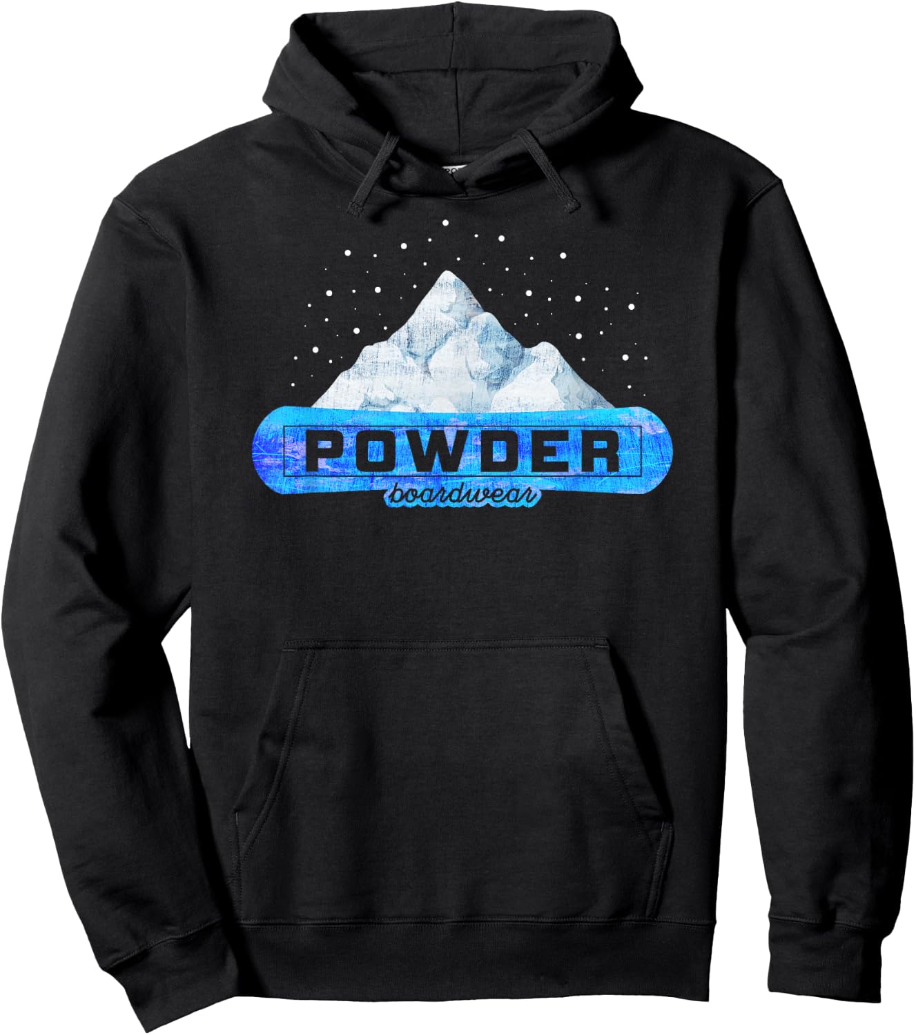 Vintage Powder Boardwear Snowboarding Gift Blue Logo Hoodie - Hoodie | Black