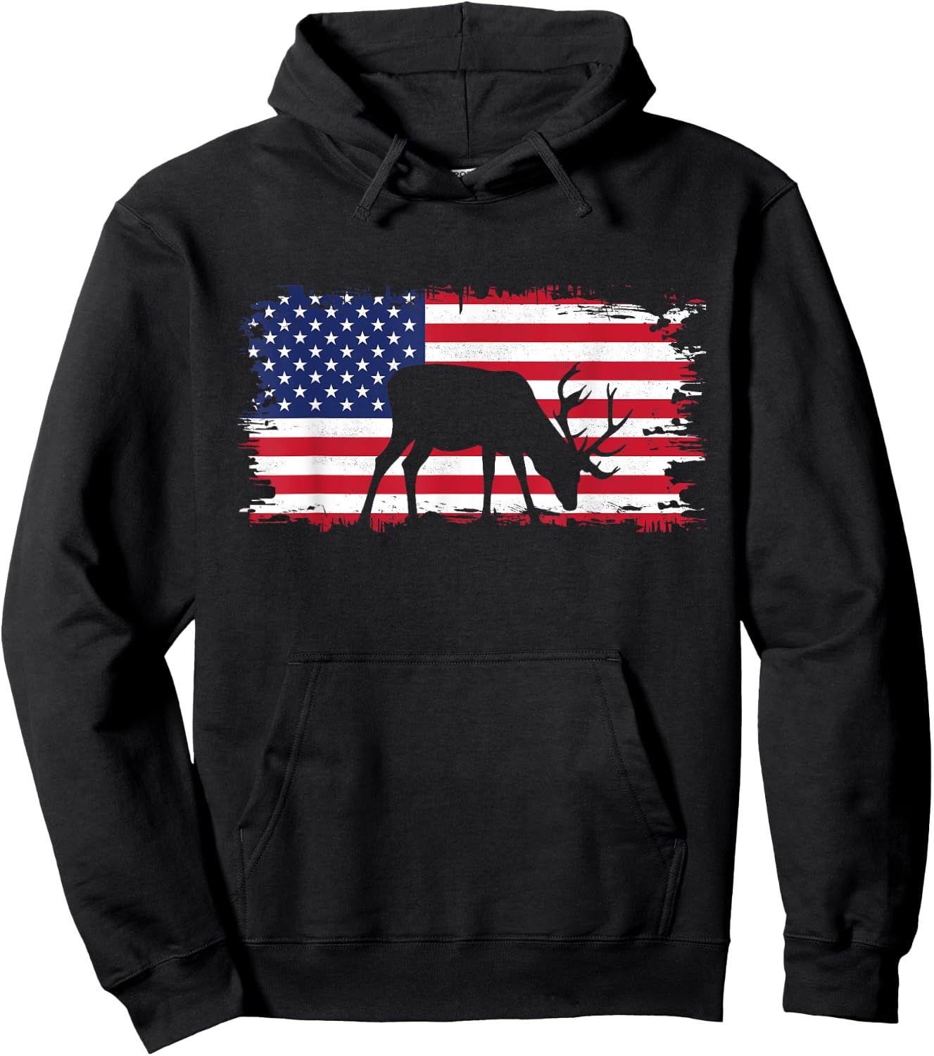 American Flag Outdoor Clothing - Antlers Deer Hoodie - Hoodie | Black