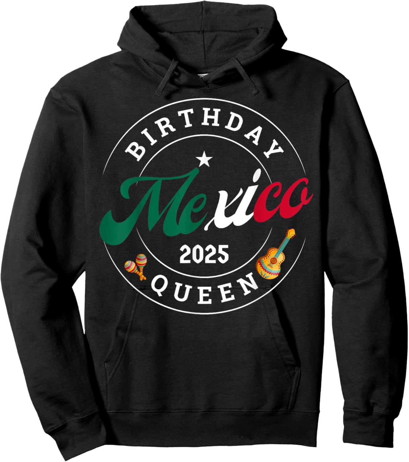 Birthday Queen Mexico 2025 Girl Trip Party Vacation Matching Hoodie - Hoodie | Black