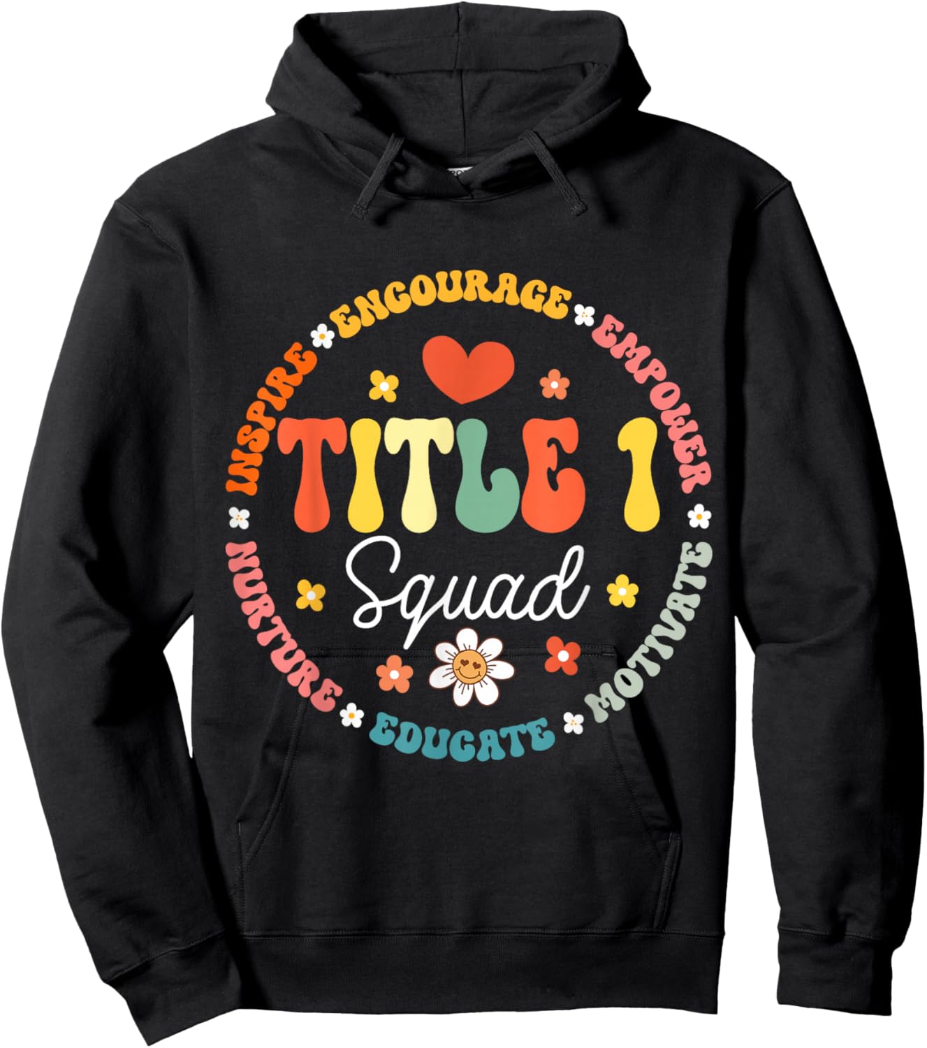 Groovy Title 1 squad cute title 1 Reading teacher Hoodie - Hoodie | Black
