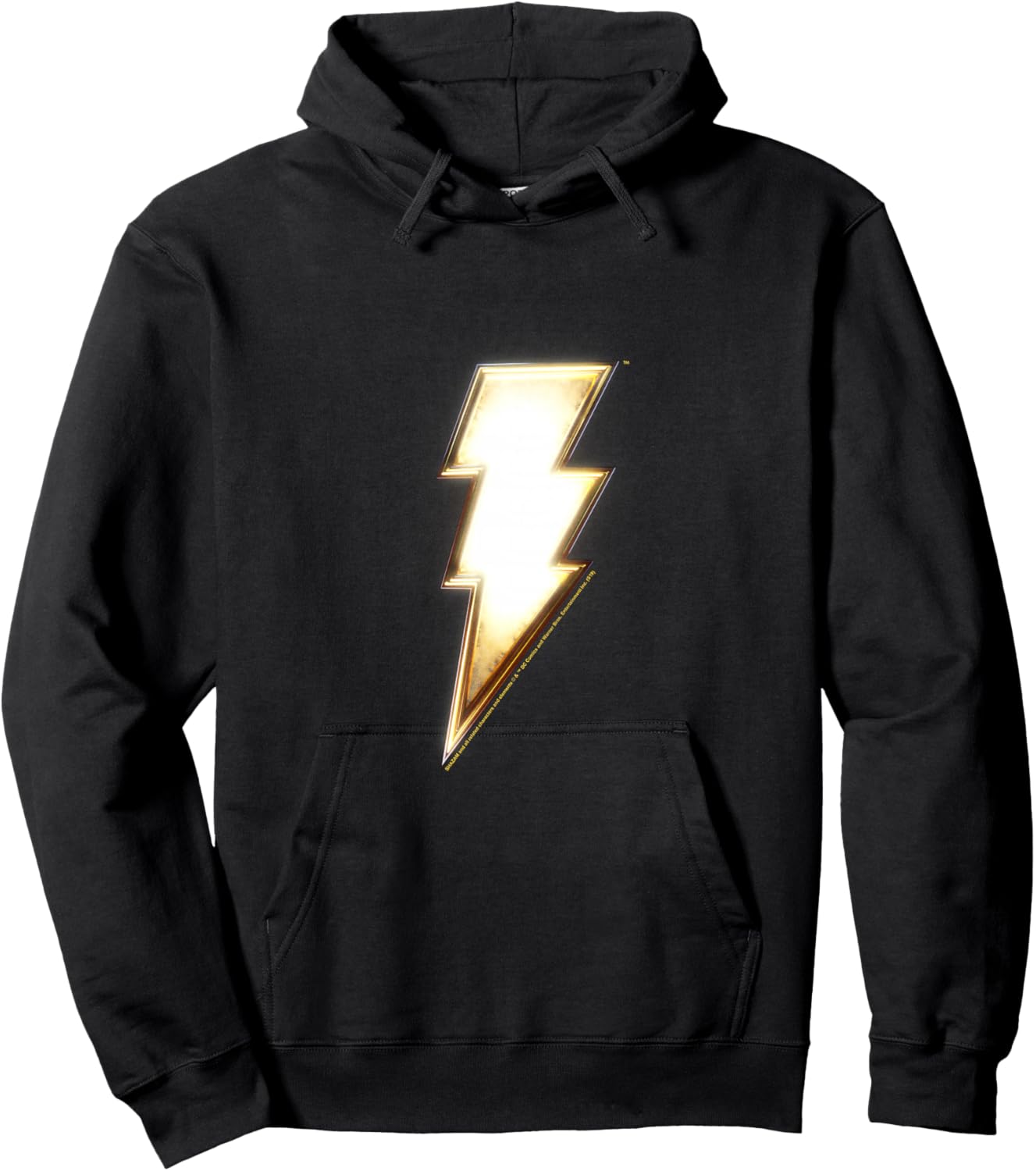 Kids Shazam! Vintage Gold Lightning Center Super Hero Youth Logo Hoodie - Hoodie | Black