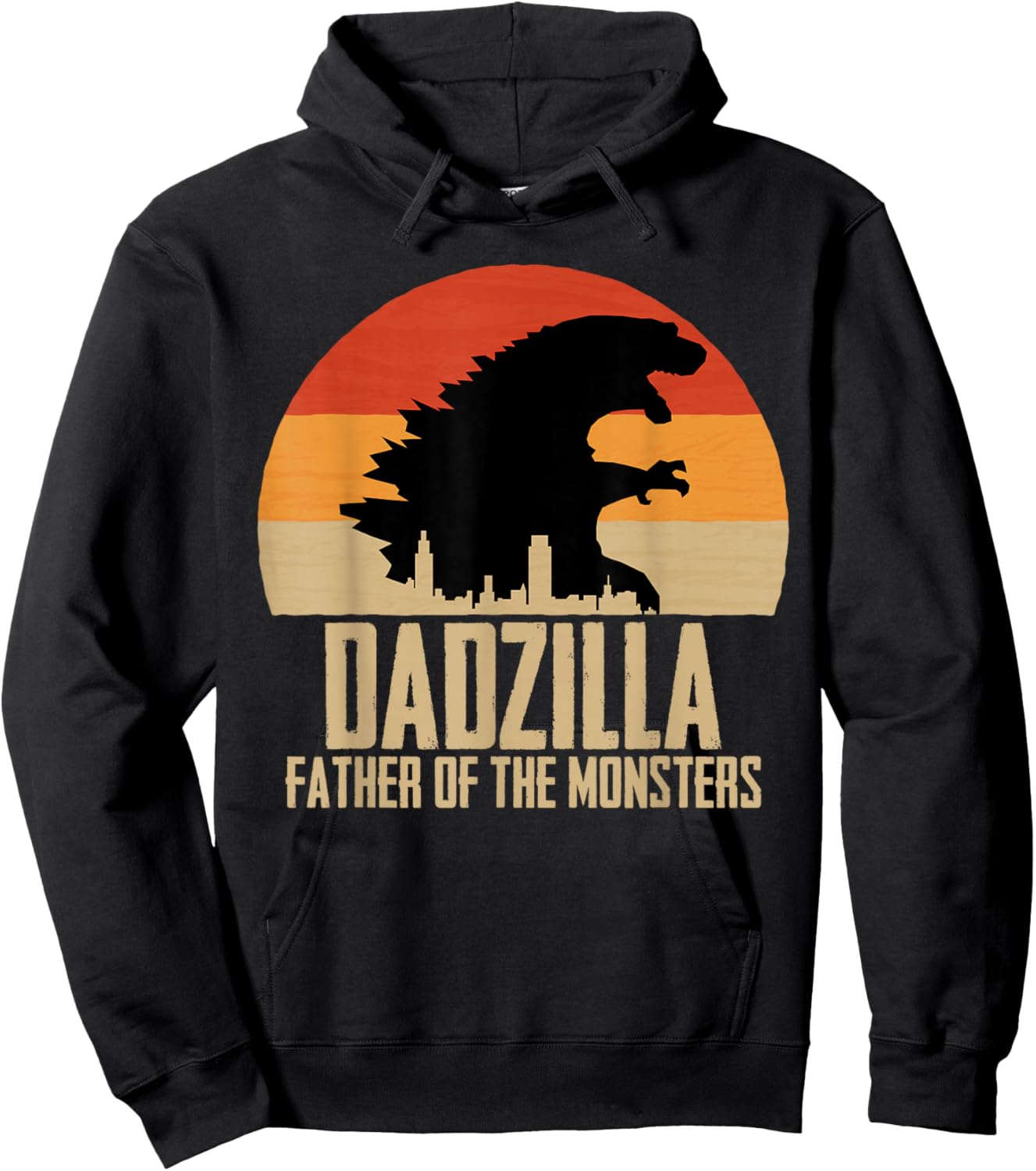 Dinosaur Dad Monsters Father's Day Dadzilla Dino Sunset Hoodie - Hoodie | Black