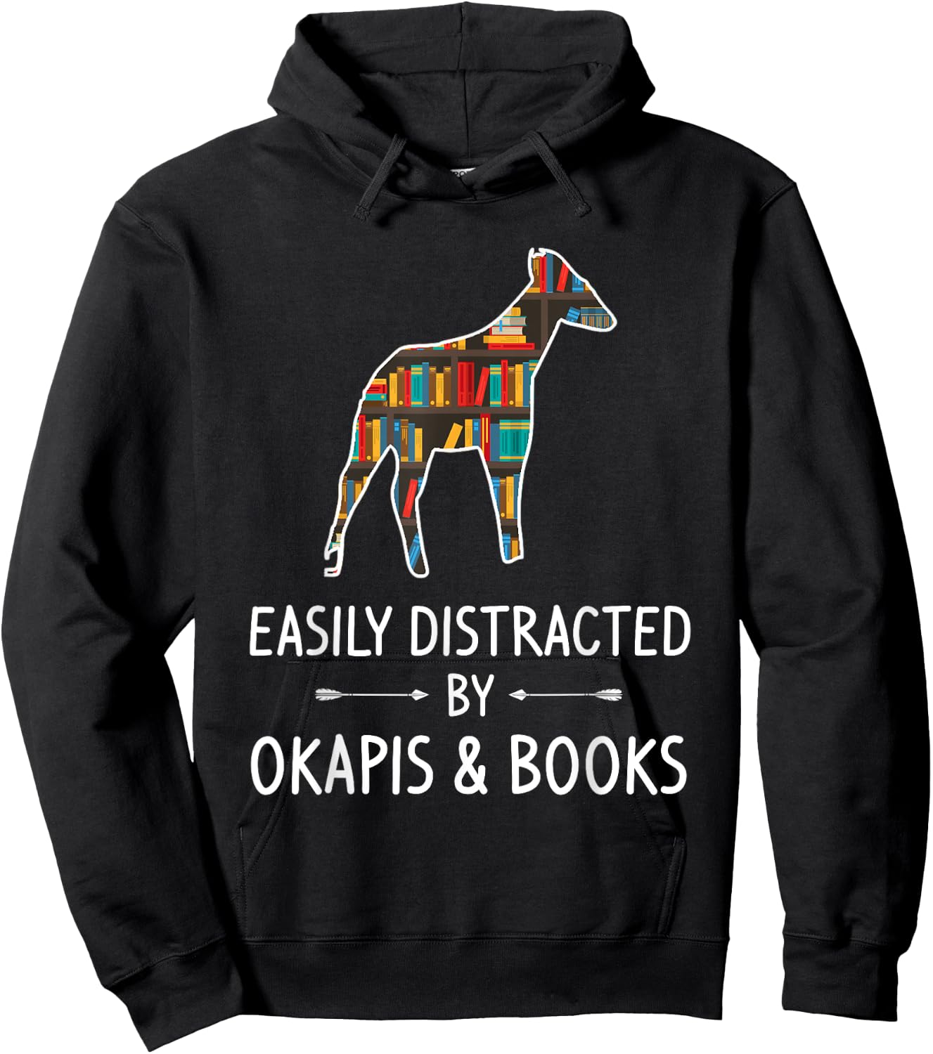 Easily Distracted By Okapis & Books Lover Gift Camelopard Hoodie - Hoodie | Black