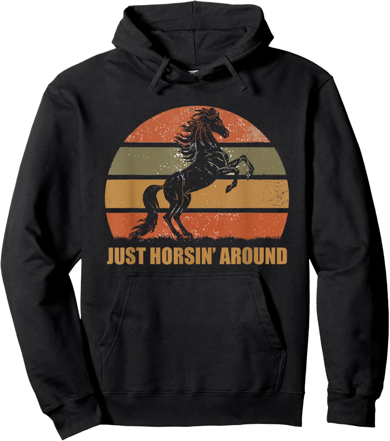 Funny Horses Just Horsing Hanging Around Pins Vintage Retro Hoodie - Hoodie | Black
