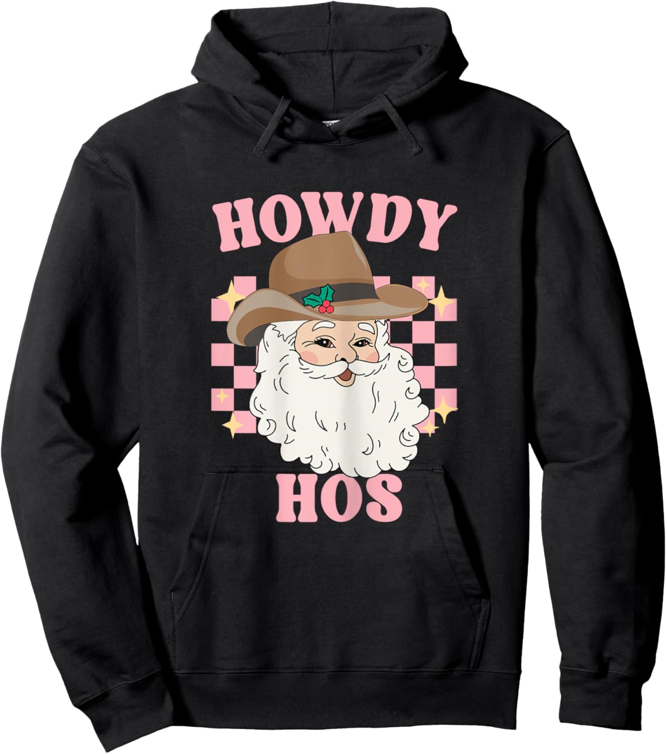 Country Cowboy Christmas Howdy Hos Groovy Western Santa Hoodie - Hoodie | Black