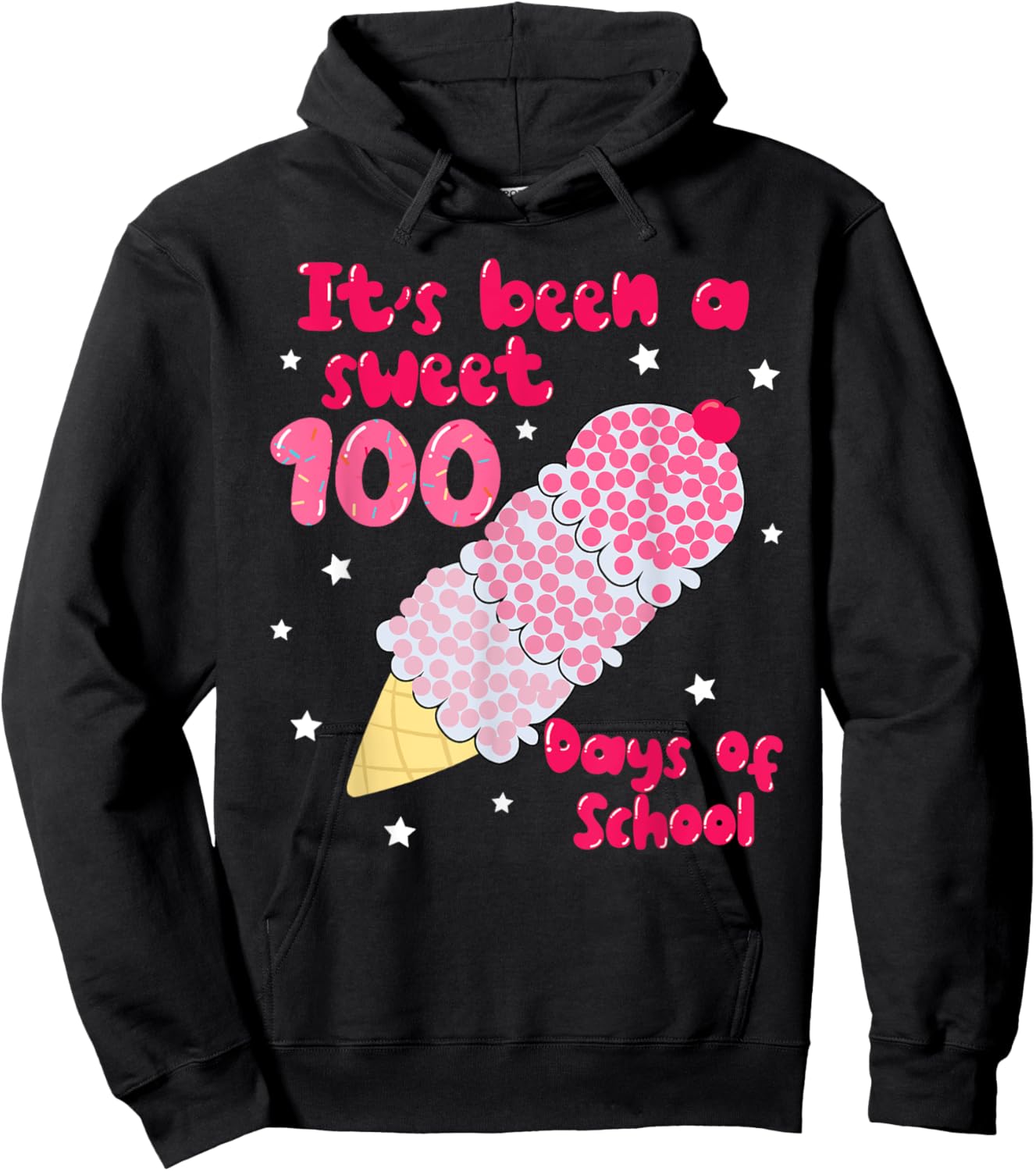 Groovy Ice Cream Cone 100 Days Of School Teacher Student Hoodie - Hoodie | Black