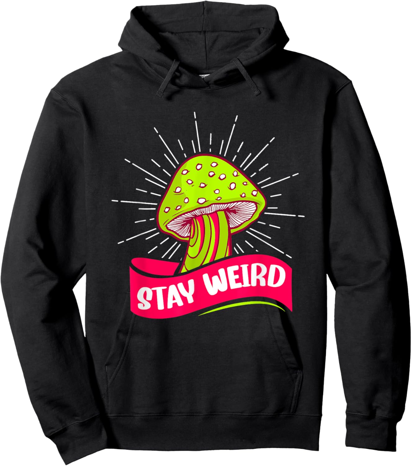 Stay Weird Hippie Mushroom Hoodie - Hoodie | Black
