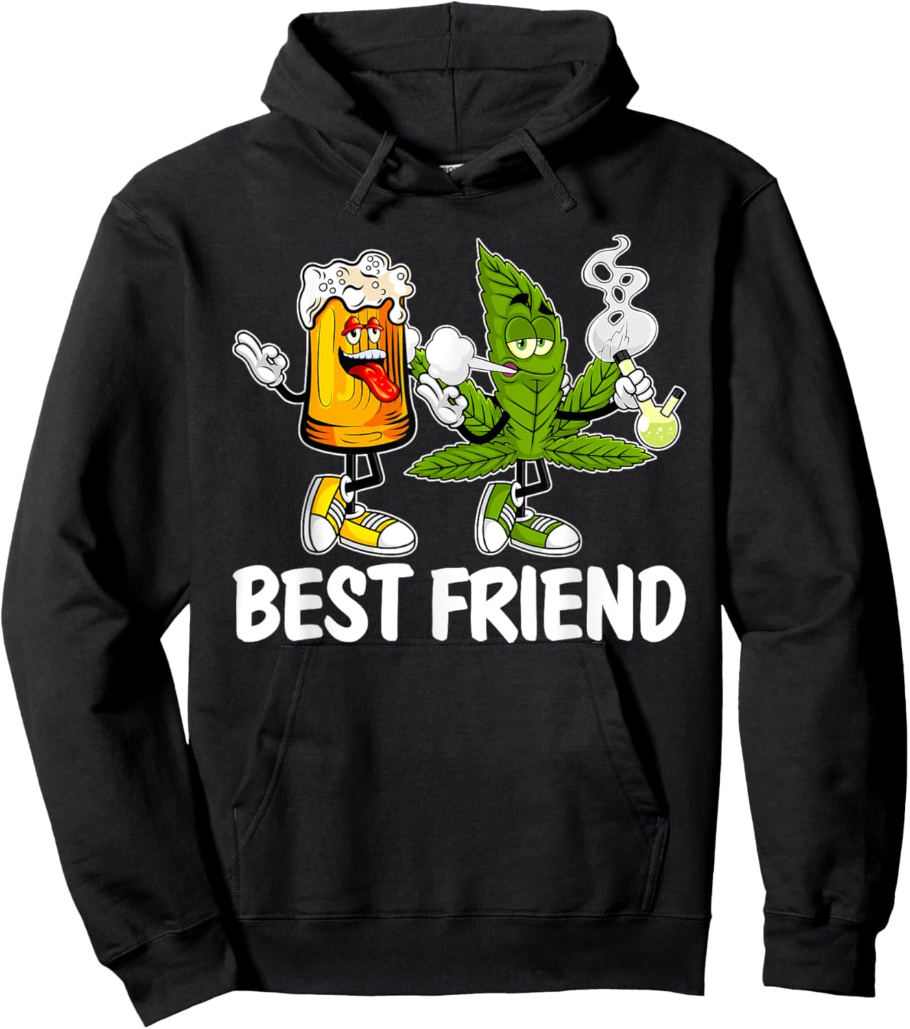 Funny 420 Pot Marijuana Beer And Weed Cannabis Friend Hoodie - Hoodie | Black