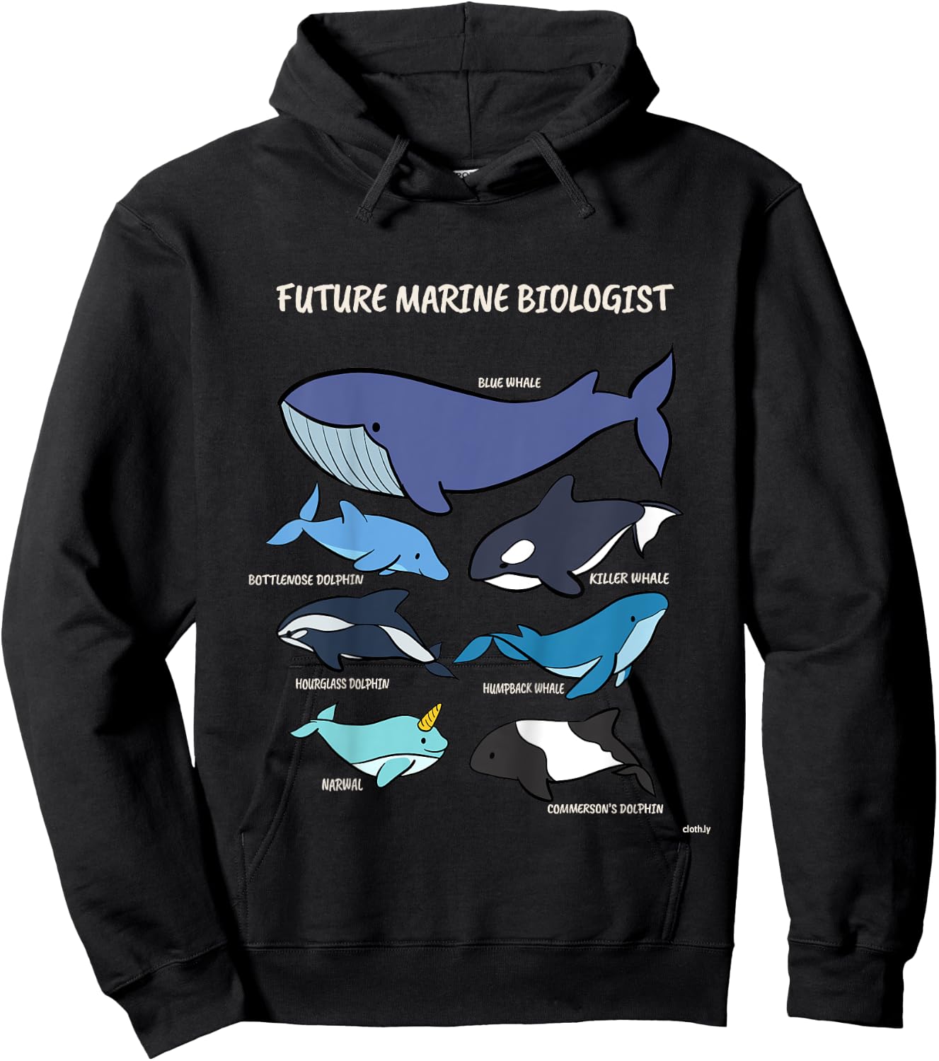 Future Marine Biologist Types of Whales and Dolphins Whale Hoodie - Hoodie | Black