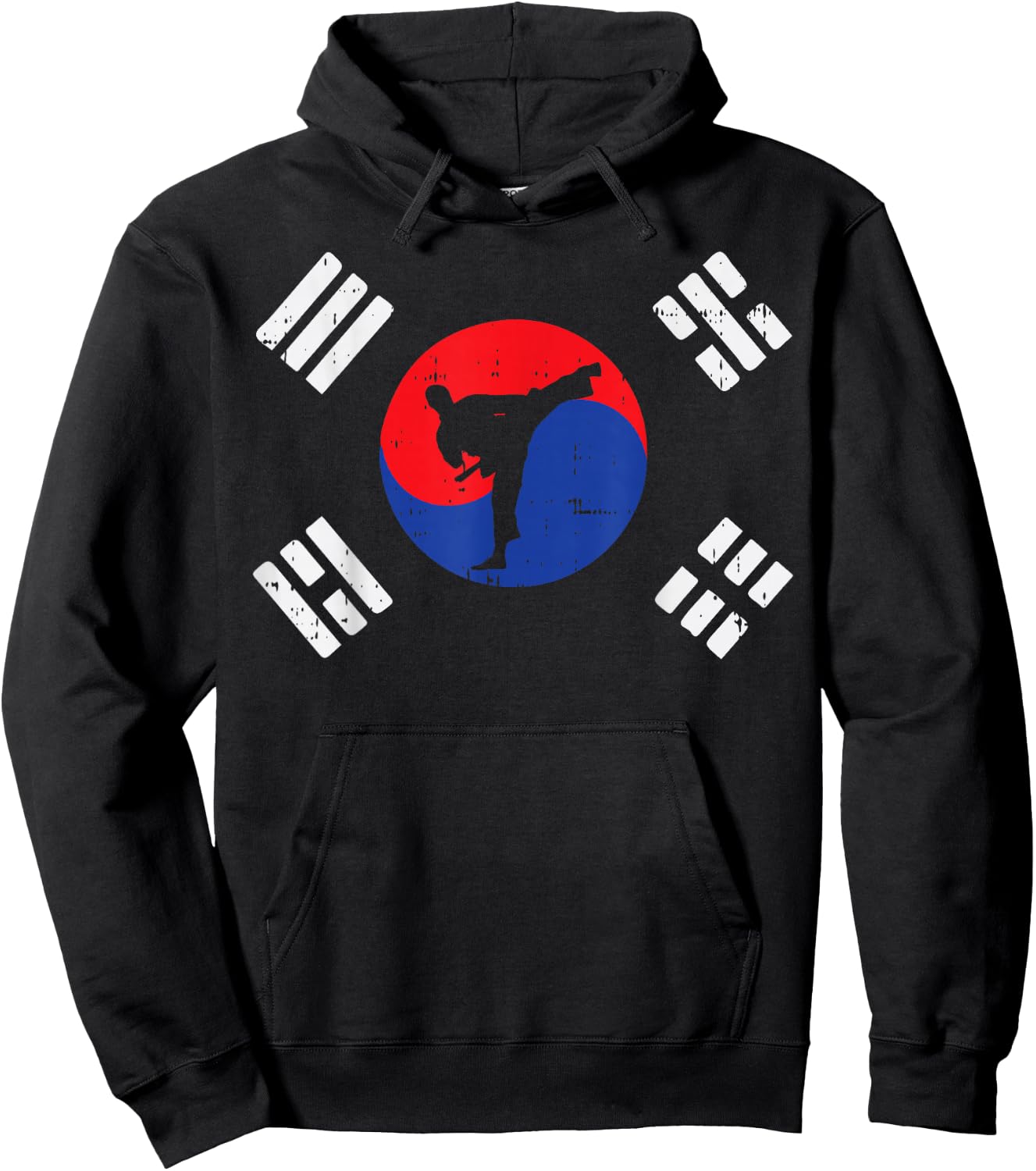 Taekwondo South Korea Flag Vintage Korean Martial Arts Gift Hoodie - Hoodie | Black