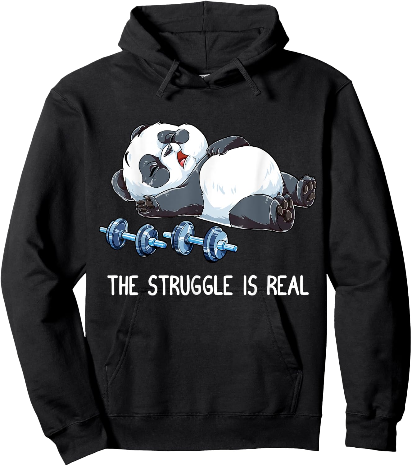Panda The Struggle is Real Weightlifting Fitness Gym Funny Hoodie - Hoodie | Black
