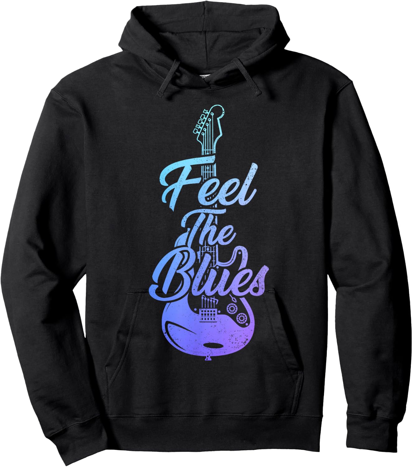 Feel The Blues Music Guitar Player Musician Vintage Hoodie - Hoodie | Black