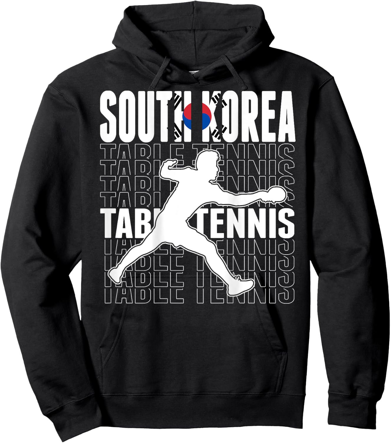 South Korea Table Tennis Fans Jersey Korean Flag Ping Pong Hoodie - Hoodie | Black